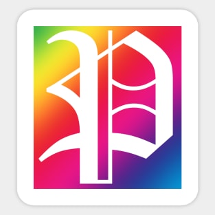 Rainbow White Letter P Sticker